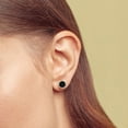 thumbnail image 4 of Round Cut Gemstone & 0.13 CT. T.W. Halo Diamond Stud Earrings in 14K Gold, 4 of 5