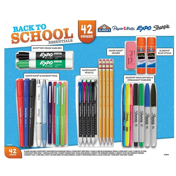 School/Office Essentials 42-Piece Value Pack from Paper Mate, Sharpie, Elmer’s & Expo