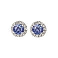 thumbnail image 2 of Round Cut Gemstone & 0.28 CT. T.W. Halo Diamond Stud Earrings in 14K Gold, 2 of 4