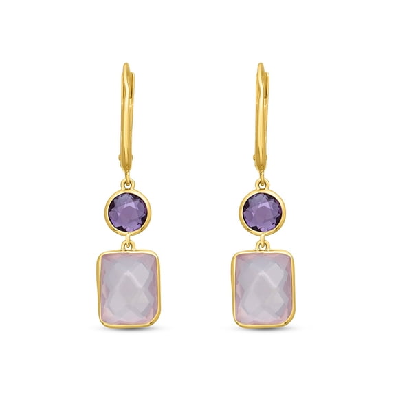 Multi-Gemstone Dangle Earrings in 14K Gold
