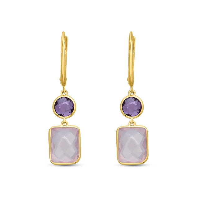 Multi-Gemstone Dangle Earrings in 14K Gold