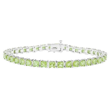 Princess Cut Gemstone Tennis Bracelet in Sterling Silver