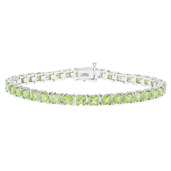 Princess Cut Gemstone Tennis Bracelet in Sterling Silver