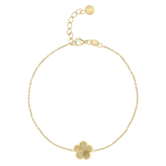 Starburst Diamond Cut Flower Station Bracelet in 14K Gold