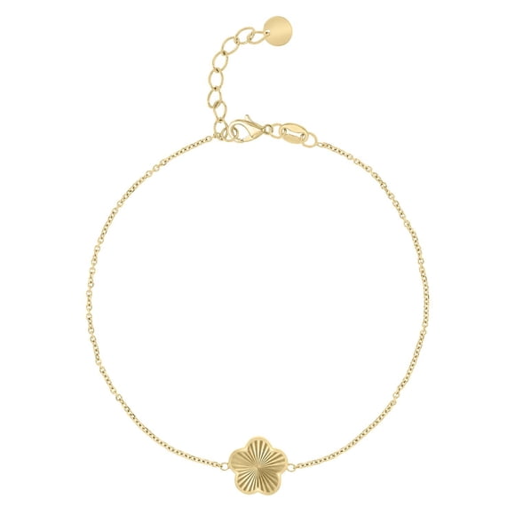 Starburst Diamond Cut Flower Station Bracelet in 14K Gold