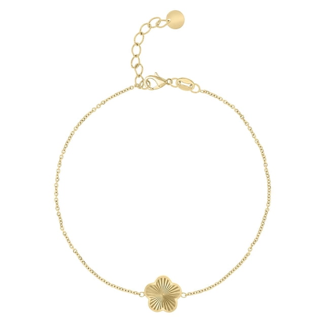 Starburst Diamond Cut Flower Station Bracelet in 14K Gold