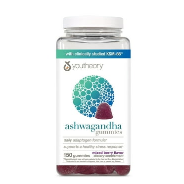 Youtheory Ashwagandha Gummies, Mixed Berry, 150 ct.