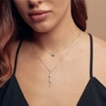 thumbnail image 5 of Baguette Cut Gemstone and 0.06 CT. T.W. Diamond Halo Pendant Necklace in 14K Gold, 5 of 6