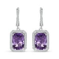thumbnail image 2 of Cushion Cut Gemstone Halo Dangle Earrings in Sterling Silver, 2 of 5