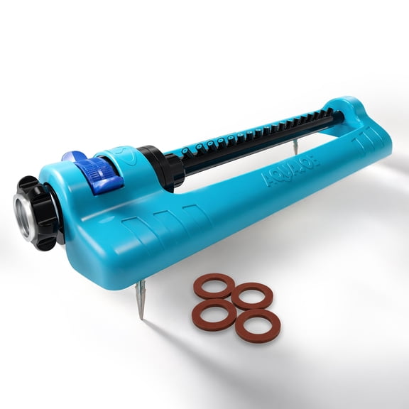 Aqua Joe High Coverage Lawn Sprinkler with Spikes and Washers