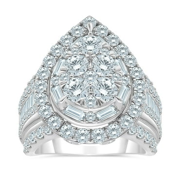 3.95 CT. T.W. Round Cut Halo Cluster Diamond Ring in 14K Gold
