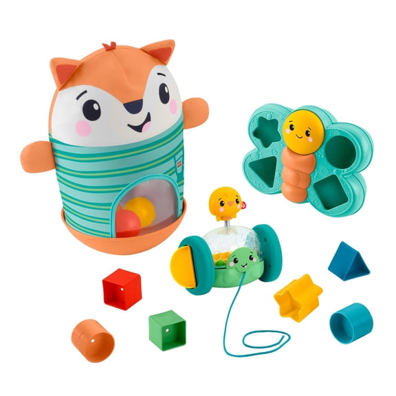 Fisher-Price Sort, Wobble & Roll Gift Set, 3 Baby & Toddler Activity Toys for Developmental Play