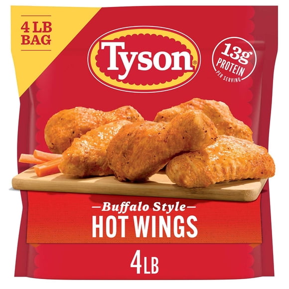 Tyson Bone-In Buffalo Style Hot Chicken Wings, Frozen, 4 lbs.