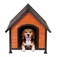 thumbnail image 1 of Outdoor wooden dog house, Large 32.8" L x 39.76" W x 33.46" H, Brown, 1 of 5