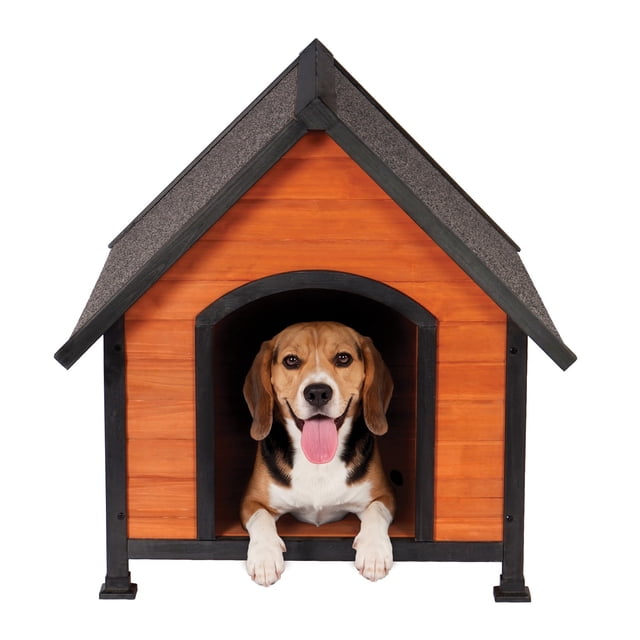 Outdoor wooden dog house, Large 32.8" L x 39.76" W x 33.46" H, Brown