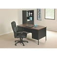 thumbnail image 1 of Hirsh Double Pedestal Office Desk With Center Drawer, Black/Walnut, 1 of 15