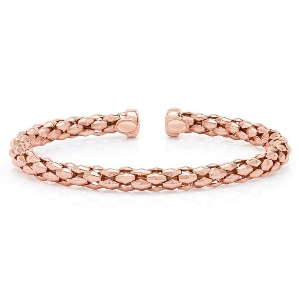 Mosaic Chain Bangle Bracelet Set in Sterling Silver & 18K Gold