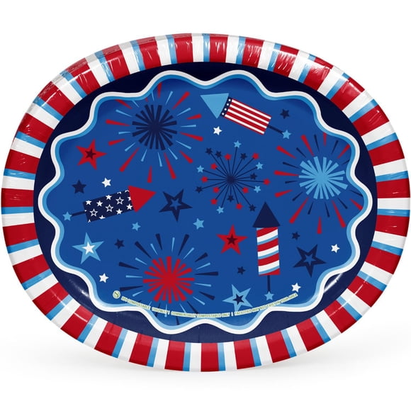 Member's Mark Patriotic Oval Paper Plates, 10" x 12", 50 ct.