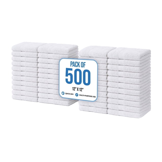 Simpli-Magic Commercial Cotton Quick Dry Wash Towels and Cleaning Cloths, 12" x 12", Multiple, 500pk