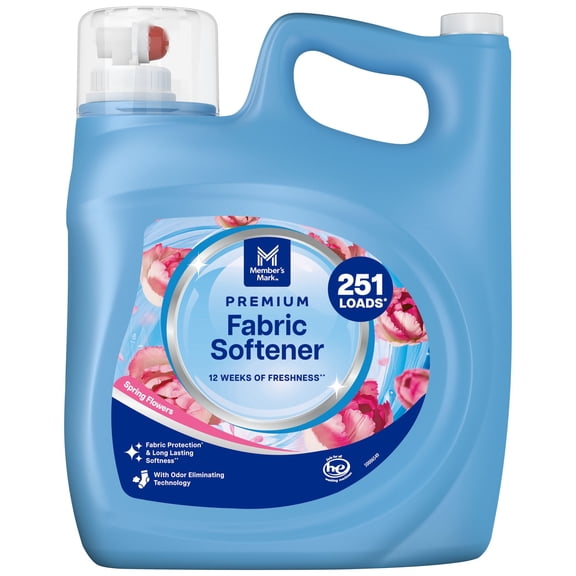 Member's Mark Premium Fabric Softener, Spring Flowers, 251 loads, 170 fl. oz.