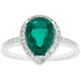 thumbnail image 1 of Pear Cut Lab Created Gemstone & 0.19 CT. T.W. Diamond Ring in 14K Gold, 1 of 6