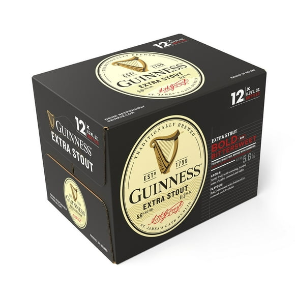 Guinness Extra Import Stout Ale Beer, 11.2 fl. oz. bottle, 12 pk.