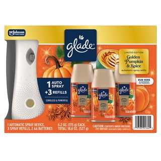 Glade Automatic Spray Refill, Air Freshener, Golden Pumpkin & Spices, 1 Device + 3 Refills, 6.2 oz. each