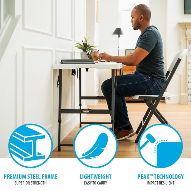 Lifetime 4' Adjustable Height Fold-In-Half Table, White - Samsclub.com