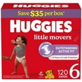 thumbnail image 2 of Huggies Little Movers Baby Diapers, Sizes 3-8, 2 of 14