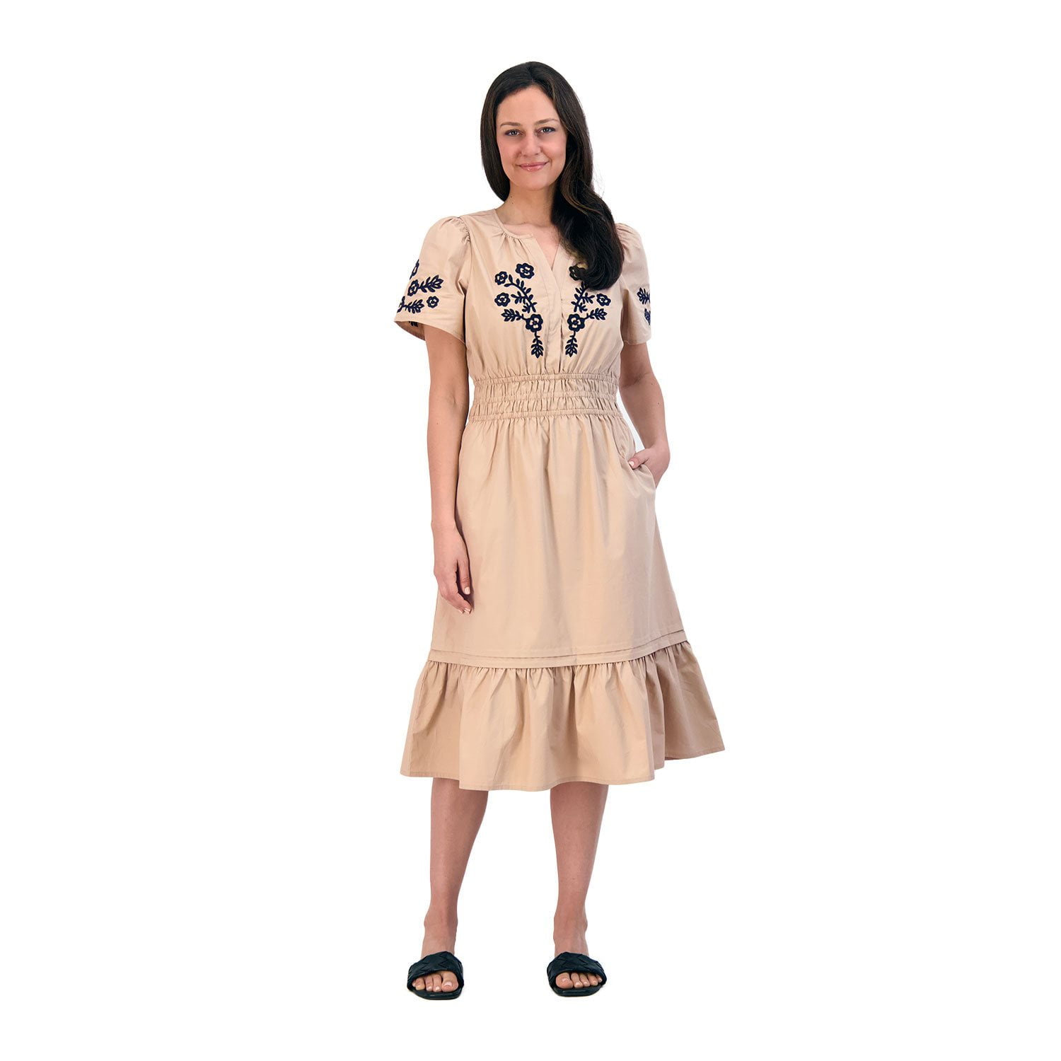 sachin and babi light blue dress French Connection Women's Embroidered Midi Dress