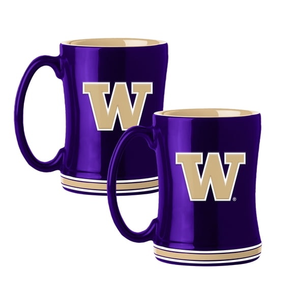 Logo Brands Washington Huskies 14oz Relief Mug Set