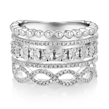 .38 CT.T.W. Diamond Stack Ring in Sterling Silver
