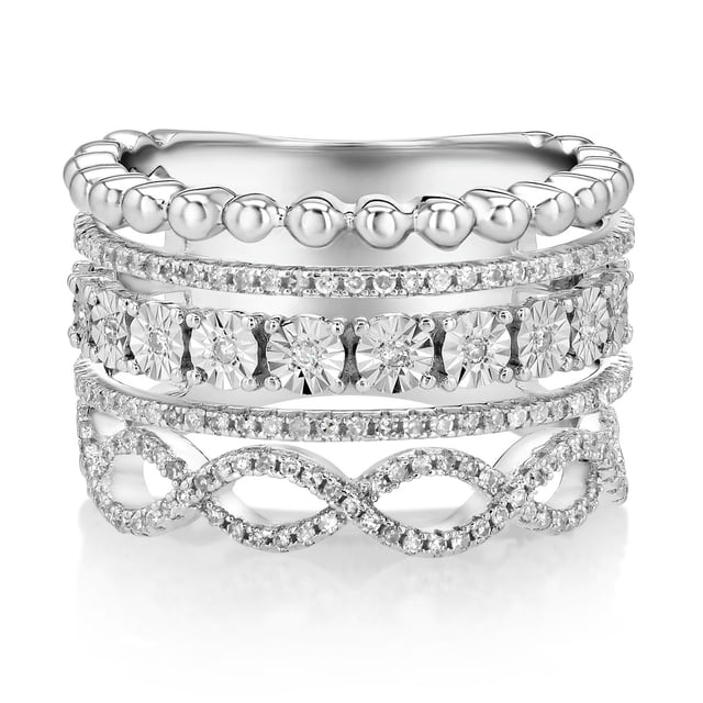Diamond Multi Row Ring in Sterling Silver