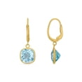 thumbnail image 3 of Cushion Cut Gemstone Bezel Set Dangle Earrings in 14K Gold, 3 of 6