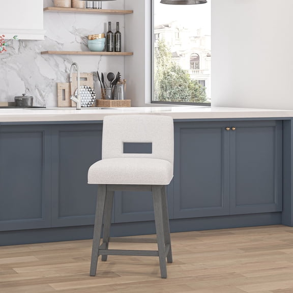 HH2 Home Upholstered Key Back Wood Adjustable Height Swivel Bar Stool