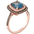 thumbnail image 2 of Cushion Cut Treated London Blue Topaz Double Halo Ring in 14K Gold, 2 of 7
