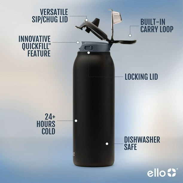 Ello Pop & Fill 32oz. 2-Pack Stainless Steel Water Bottle with