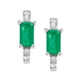 thumbnail image 2 of Emerald Cut Gemstone & 0.12 CT. TW Diamond Stud Earrings in 14K Gold, 2 of 4