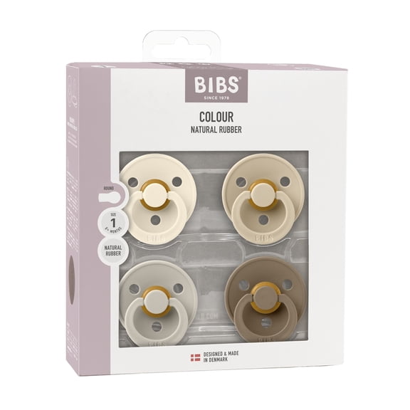 BIBS Colour Latex Pacifiers, Size 1: 0-6 Months, 4 pk., Choose Color