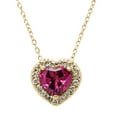 thumbnail image 1 of Lab Created Gemstone & Diamond Accent Heart Pendant Necklace in 14K Gold, 1 of 4