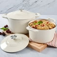 thumbnail image 1 of Martha Stewart 4-Quart and 7-Quart Enamel on Cast Iron Dutch Ovens, 2 Pack (Assorted Colors), 1 of 8