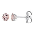 thumbnail image 1 of Morganite Solitaire Stud Earrings in 14K Gold, 1 of 5