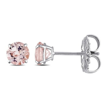 Morganite Solitaire Stud Earrings in 14K Gold