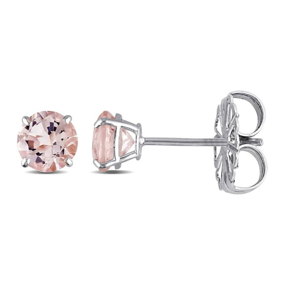 Morganite Solitaire Stud Earrings in 14K Gold