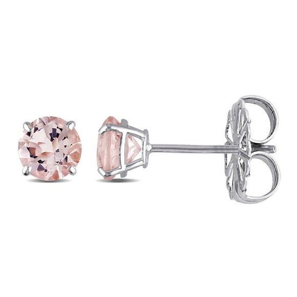 Morganite Solitaire Stud Earrings in 14K Gold