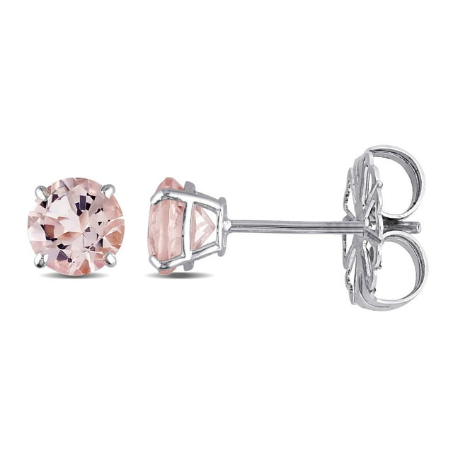 Morganite Solitaire Stud Earrings in 14K Gold