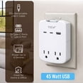 thumbnail image 5 of Tech Squared USB Wall Outlet Expander with Built in Retractable Cable, 5 of 6