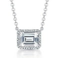 thumbnail image 1 of Emerald Cut Lab Created Gemstone & 0.08 CT. T.W. Diamond Necklace in Sterling Silver, 1 of 6