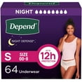 thumbnail image 1 of Depend Night Defense Adult Incontinence Underwear for Women, Choose Size, 1 of 8