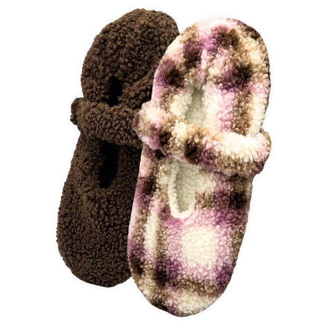 Brookstone Women's 2-Pack Cozy Mary Jane Slipper Sock